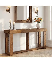 Tribesigns 63-Inch Solid Wood Console Table, Farmhouse Entryway Table with Storage, Narrow Skinny Sofa Table