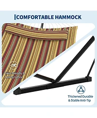 homfan Stripe Double Hammock Set – 450LBS, Freestanding with Pillows and Balance Rope for Patio or Yard
