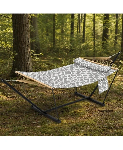 homfan 2 Person Hammock with Adjustable Steel Frame – Portable Outdoor Hammock Supports 450 Lbs for Patio, Garden, Backyard or Beach