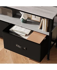 homfan Tv Stand for Bedroom – 3-Drawer Entertainment Center with Open Shelf, Fits 32-55" TVs, Fabric Drawers