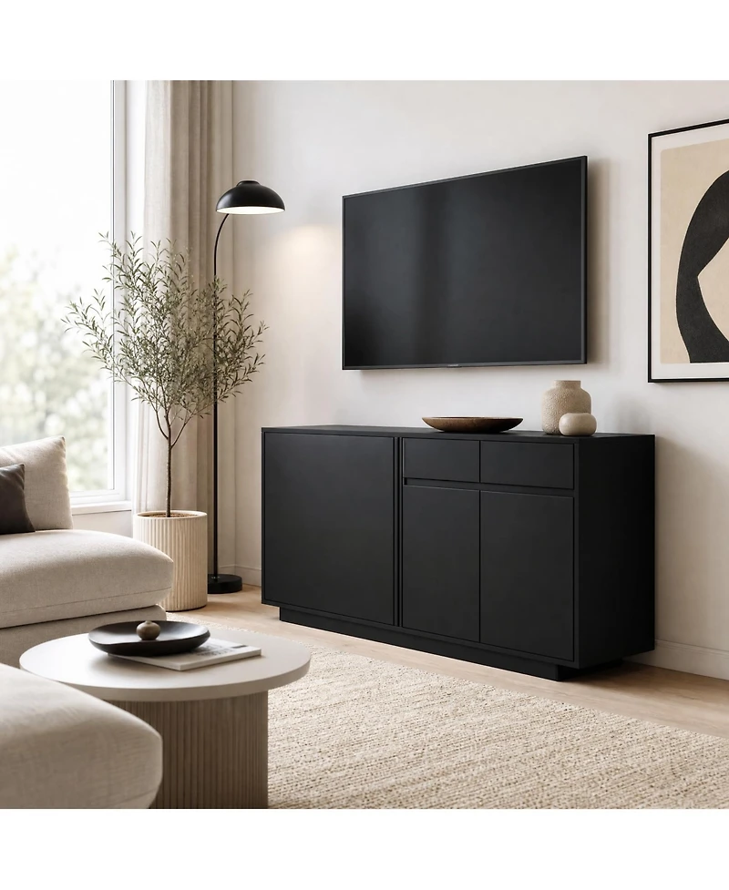 homfan 55 Inch Buffet Cabinet, 3 Doors and 2 Drawers, Sideboard, Coffee Bar Kitchen Cabinet for Kitchen, Living Room, Entryway