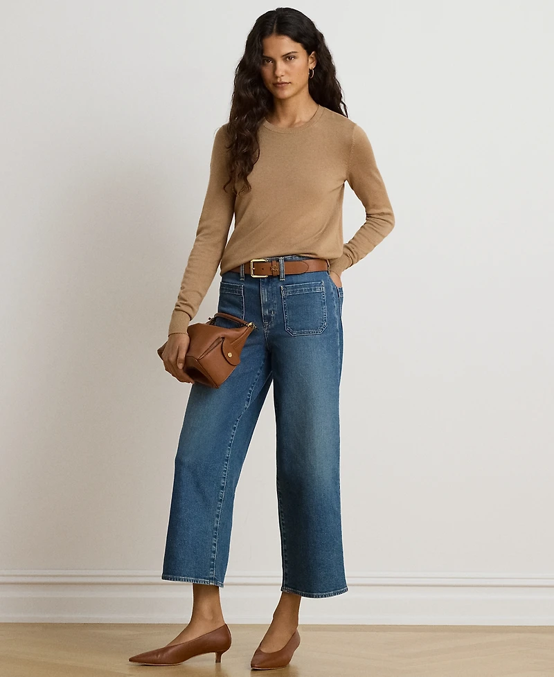 Lauren Ralph Petite Embroidered-Logo Cotton-Modal Sweater