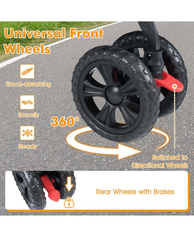 Hongge Foldable Double Pet Stroller with Adjustable Sunshade Safety Leash and Storage Baskets