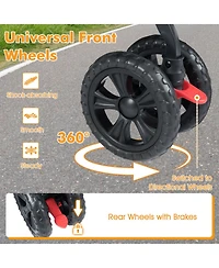 Hongge Foldable Double Pet Stroller with Adjustable Sunshade Safety Leash and Storage Baskets
