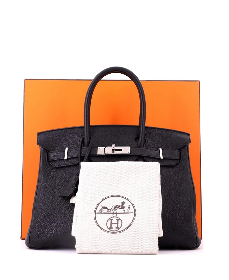 Pre-Owned HERMES Birkin 30 Handbag Black Togo with Palladium Hardware