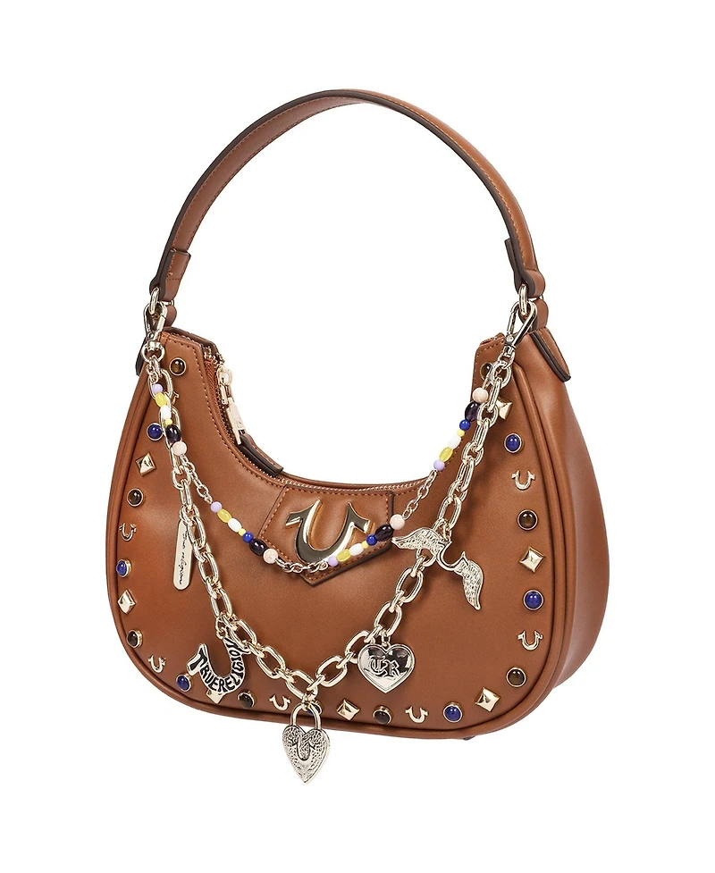 True Religion Women's Chain and Studs Pu Hobo Bag
