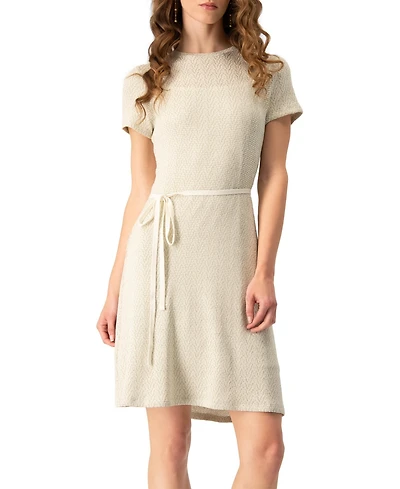 Ivonne Women's Short Sleeve Textured Knit A-Line Dress