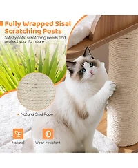 Hongge 48 Inch Wooden Cat Tree with 2-Floor Condo Cat-Head Perch and Sisal Posts