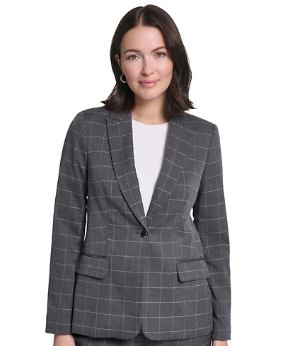 Calvin Klein Women's One-Button Notch Lapel with Front Pockets Jacket