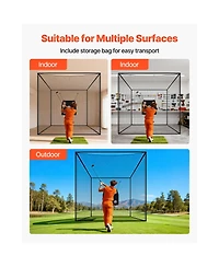 Sevorley Golf Practice Cage, 10 x 10 x 10 ft Hitting Net with Golf and 9-Hole Baseball Targets