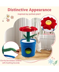 Hongge Potted Plant Cat Tree with Flower Padded Perch and Jute Scratching Posts