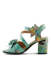 L'Artiste Women's Spring Step Flowerpower Strappy Sandal with Rosette Vamp