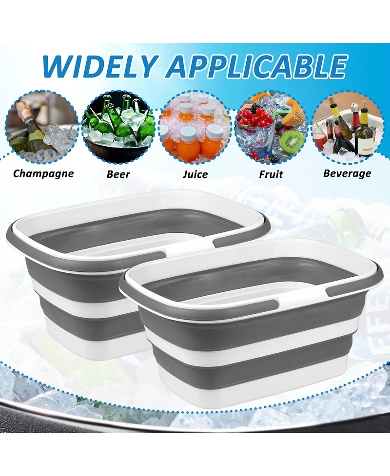 Piscifun 2 Pack Collapsible Ice Buckets Large Capacity Beverage Cooler For Parties And Outdoor Gatherings