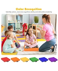 Gouun Toddler 6 Piece 15 Inch Square Toddler Floor Cushions Set with Carry Handles