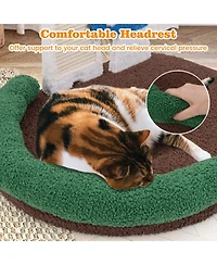 Hongge Mushroom Cat Bed and Claw Scratcher with Wide Cushion and Sisal Scratch Panel