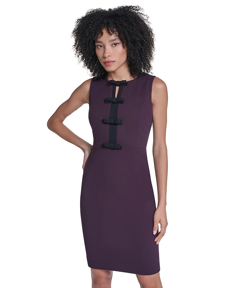 Karl Lagerfeld Paris Women's Scuba Crepe with Bows Short Dress