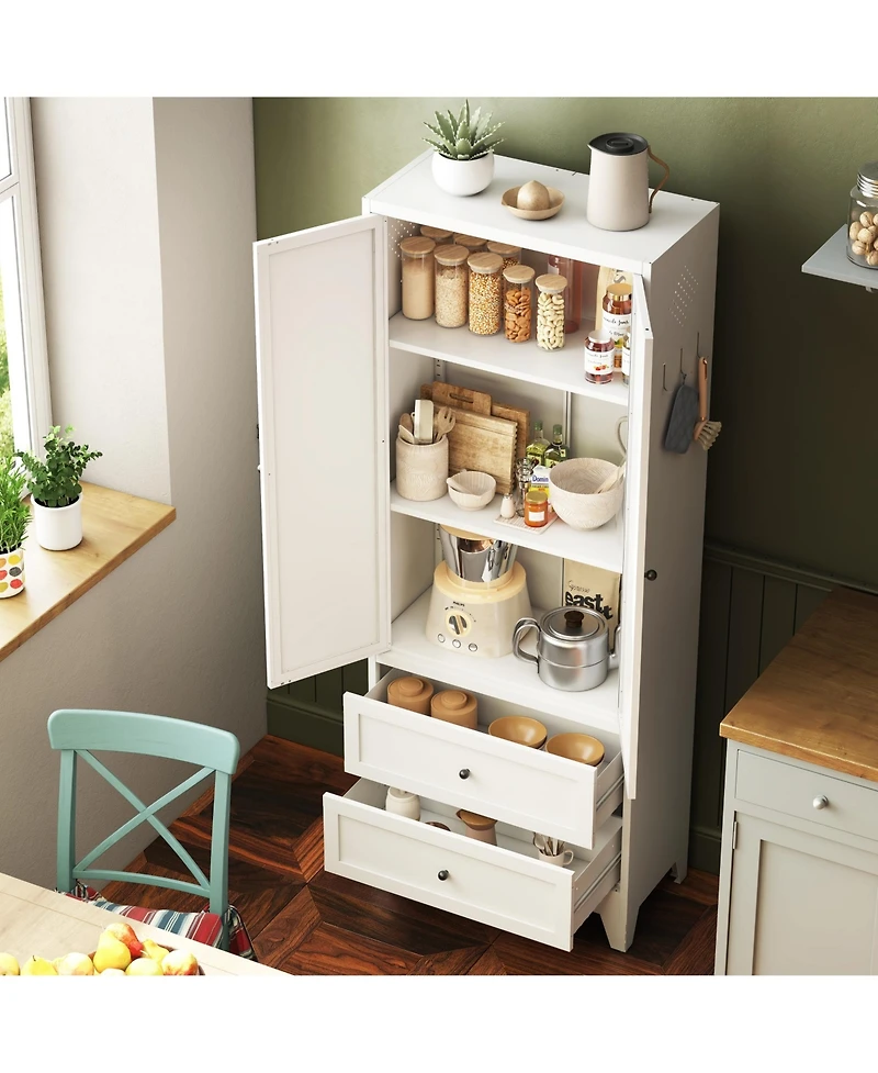Boyel Living Pantry Storage Cabinet Steel Adjustable Shelves Drawers Rust Resistant