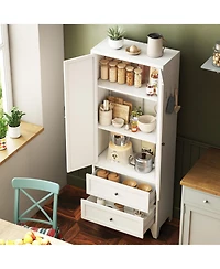 Boyel Living Pantry Storage Cabinet Steel Adjustable Shelves Drawers Rust Resistant