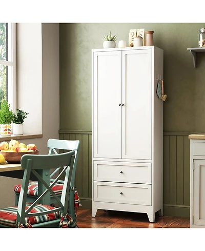 Boyel Living Pantry Storage Cabinet Steel Adjustable Shelves Drawers Rust Resistant