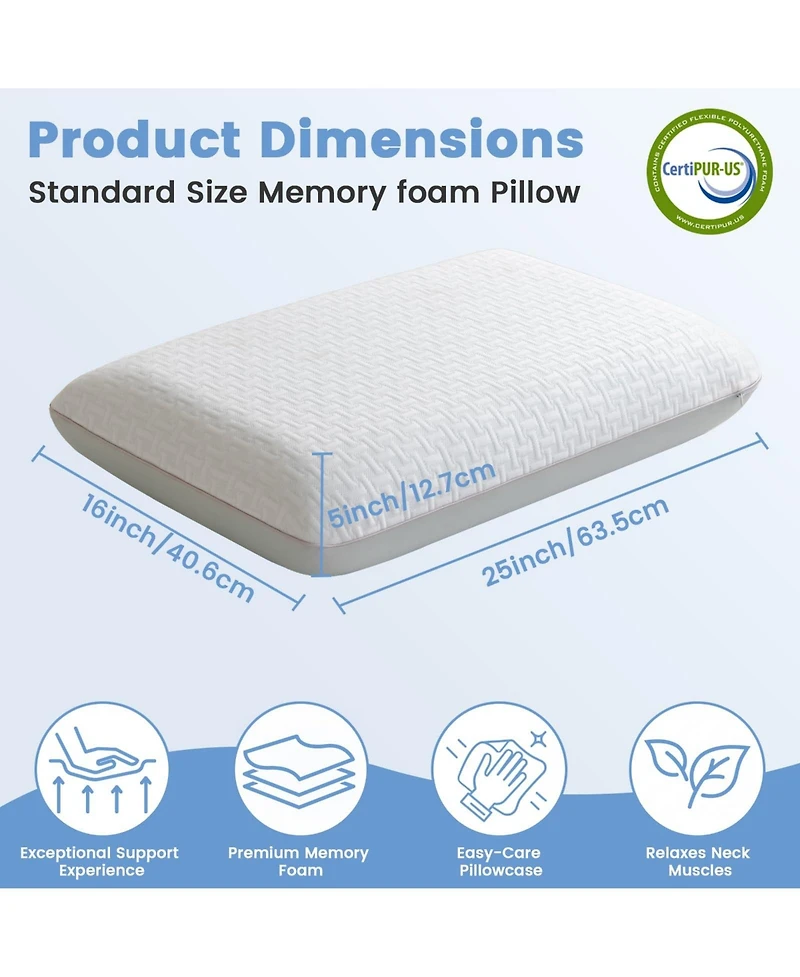 Piscifun Memory Foam Camping Travel Nap Pillow Washable Breathable Cover Support Neck Shoulder Back