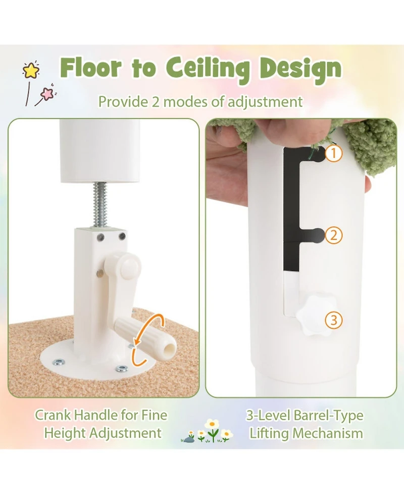 Hongge Floor to Ceiling Cat Tree 86 to 99.5 Inch Adjustable Height with Space Capsule and Sisal Posts