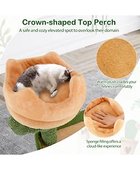 Hongge 63 Inch Cactus Cat Tree with Hideaway Condo Crown Perch and Sisal Scratching Posts