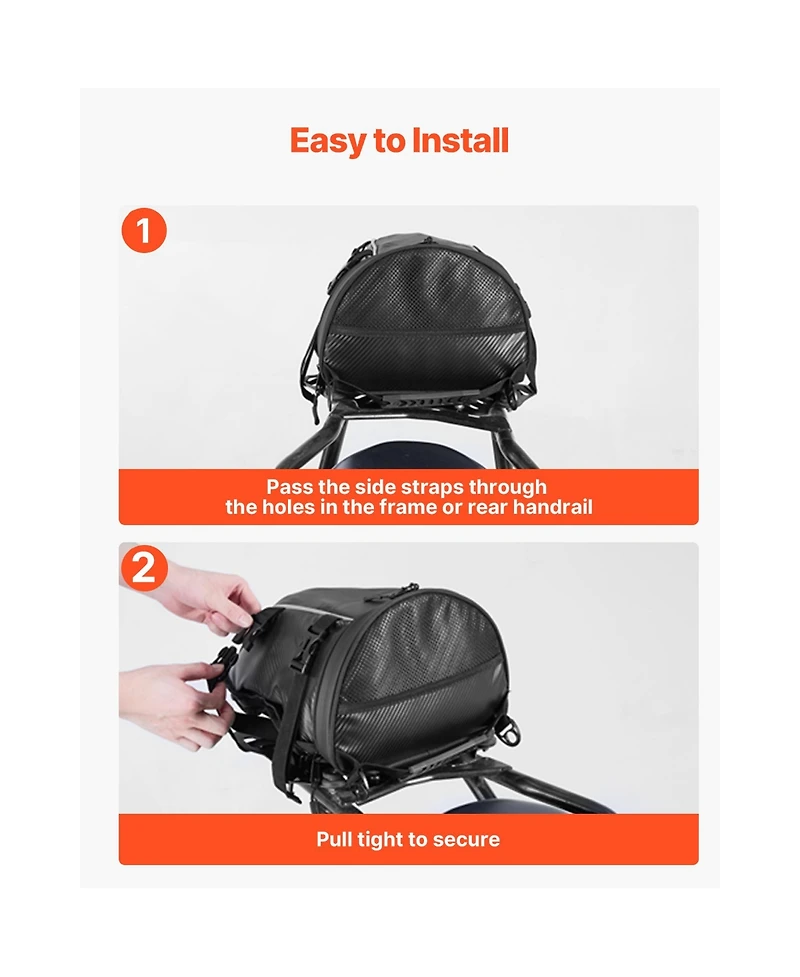 Sevorley Motorcycle Tail Bag, 10 L Rear Seat Luggage with Waterproof Rain Cover and Shoulder Strap