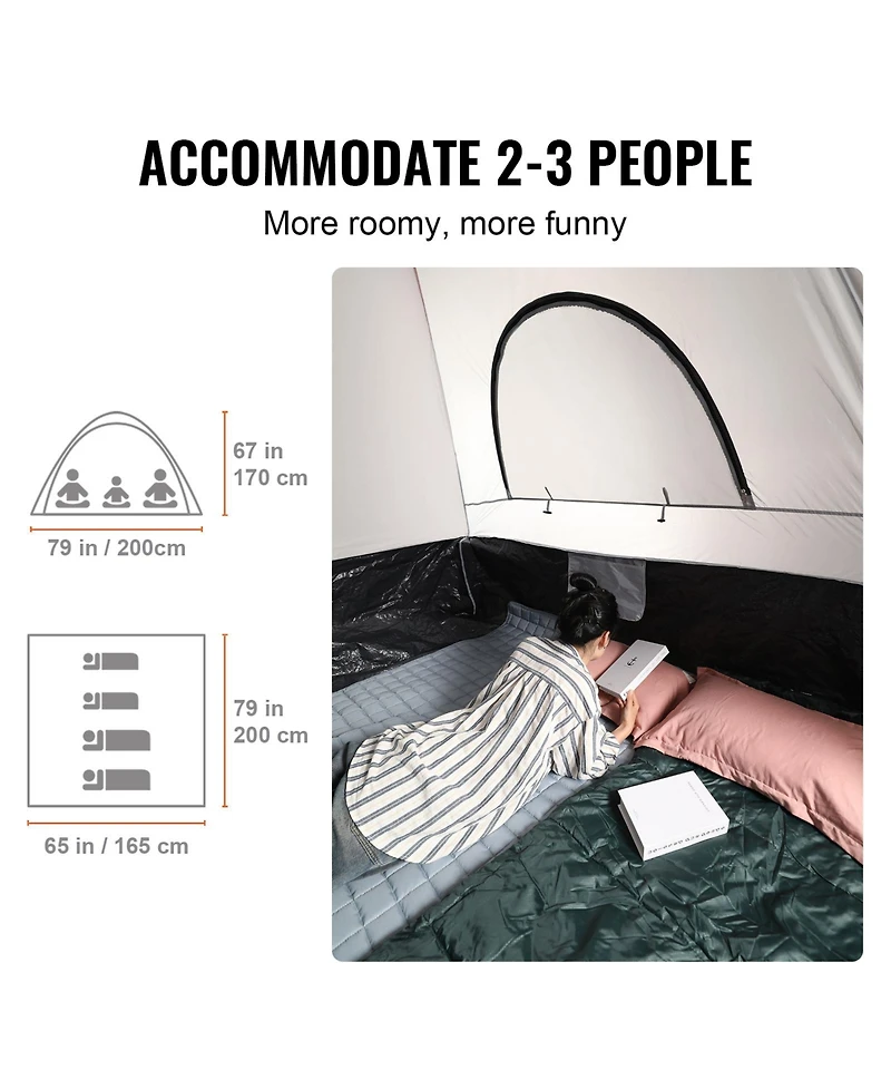Sevorley Truck Bed Tent for 6.4-6.7 feet Pickups, Waterproof 2-3 Person Double-Layer Camping Tent