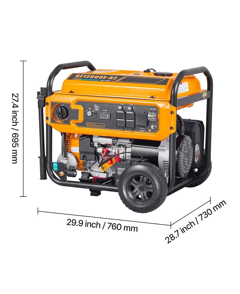 Sevorley 13500W Peak Tri Fuel Portable Generator with Electric Start and Co Sensor