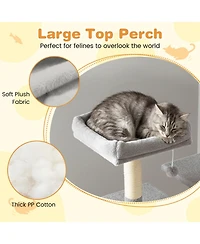 Hongge 58 Inch Modern Cat Tree with Upholstered Perch 2 Condos and Sisal Scratching Posts