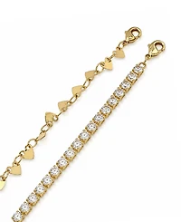 And Now This Cubic Zirconia 18k Gold Plated Brass Chain Duo Bracelet, Macy's Exclusive