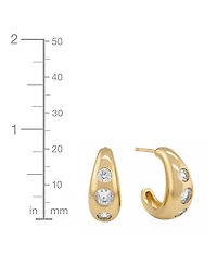 And Now This Cubic Zirconia 3 Stone Hoop Earrings