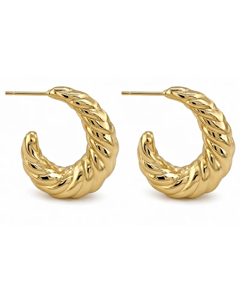 And Now This Silver and Gold Twisted Puff J Hoop Earrings