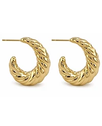 And Now This Silver and Gold Twisted Puff J Hoop Earrings