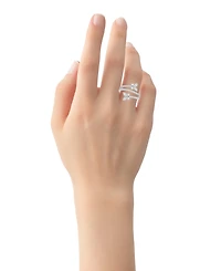 And Now This Cubic Zirconia (0.85 ct.t.w.) Pave Bypass Butterfly Ring Fine Silver Plated