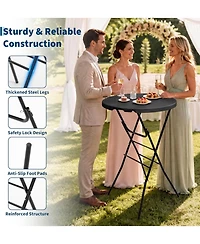 homfan 32" Folding Cocktail Table – Hdpe Round High-Top Table with Locking Legs and Metal Frame, Folding Bar Table for Patio, Backyard and Events