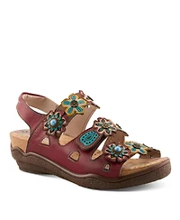 L'Artiste Women's Spring Step Bethie Leather Wedge with Hand-Painted Vamp