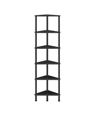 Slickblue Industrial Corner Bookshelf 6-Tier Metal Display Shelf for Books, Plants & Home Decor