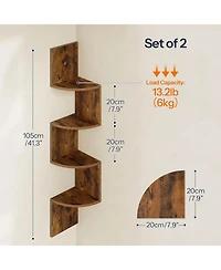 Slickblue Set of 2 Wall Mounted Corner Shelves 4 Tier Floating Storage Display Shelves for Home Decor
