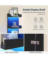 Slickblue Floating Wall Shelves with Led Lights 4-Tier Display Storage for Bedroom Living Room