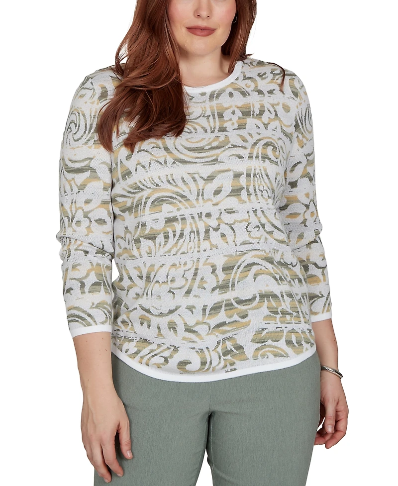 Alfred Dunner Petite Provence Paisley Stripe Spacedye Sweater