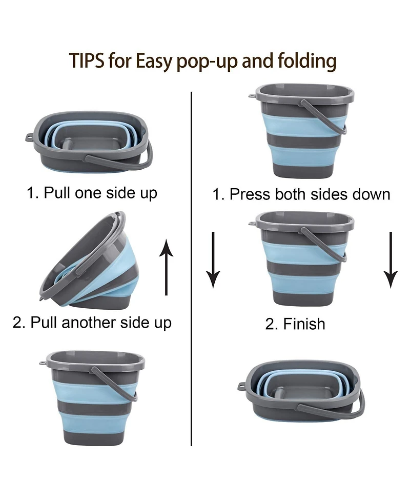 Piscifun 2 Pack Collapsible Plastic Bucket Foldable Rectangular Tub For Cleaning Camping Fishing
