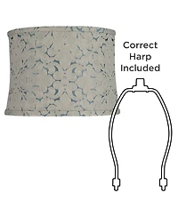 Springcrest 13" Top x 14" Bottom x 10" High x 10" Slant Print Lamp Shade Replacement Plaska Drum Softback Washer Harp Finial