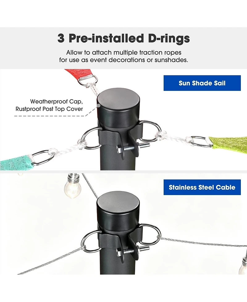 Yescom String Light Poles Festoon Posts with Bracket Clamp for Event Party Garden Deck Decor Patio Sun Shade 4 Pack