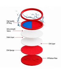 ProMounts Kids Toss and Catch Ball Game Set with 2 Hook-and-Loop Paddles and Soft Ball | Outdoor Beach, Backyard and Park Toy | Ages 3+ | Blue/Red