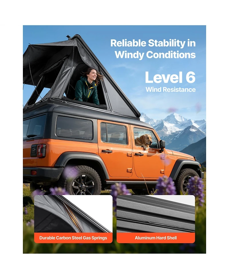 Sevorley Aluminum Hard Shell Rooftop Tent for 2-3 Person with Led Light and Thick Mattress