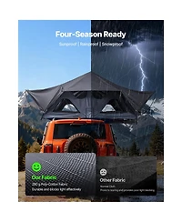 Sevorley Foldable Aluminum Rooftop Tent for 2-3 Person with Led Light, 10 Windows and Mattress