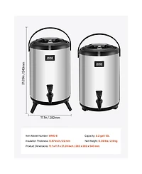 Sevorley Insulated Beverage Dispenser, 3.2 Gal Stainless Steel Drink Server with Spigot and Temp Display, 2 Pack