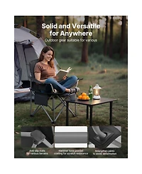 Sevorley Oversized Camping Chairs Set of 2 with Cooler Bag, Cup Holder and Side Pocket, 450 lb Capacity