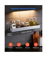 Sevorley Stainless Steel Bar Speed Rail, 24 Inch Wall-Mounted Liquor Bottle Holder Rack